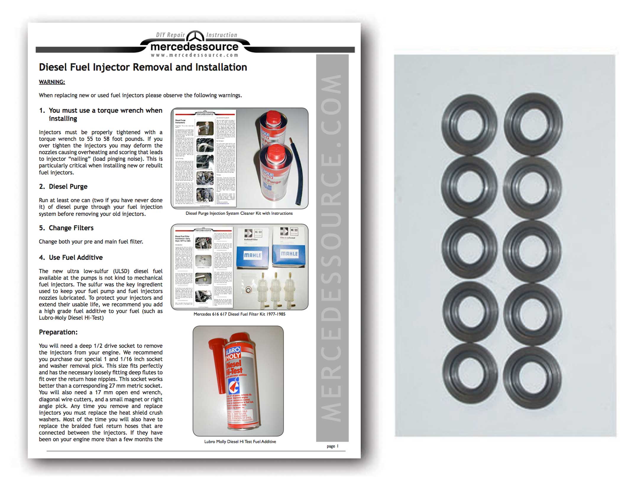 615 616 617 Diesel Injector Heat Shield Washers 10 Pack With Injector Removal Instructions Product Mercedessource Com