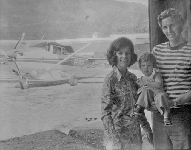 Kent, Linda and Kaia in the highlands of New Guinea in 1977