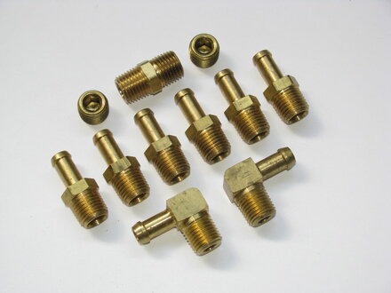 5/16 or 8 mm Fuel Hose Brass Fitting Assortment - No Barbs Allowed ...